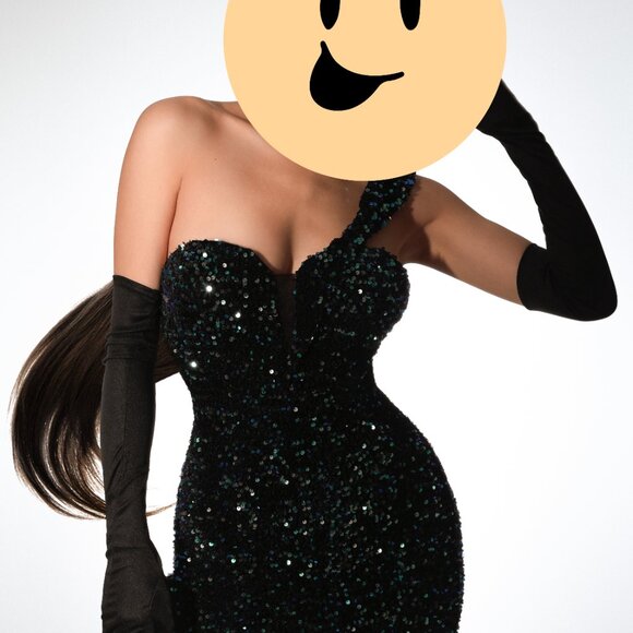 Green sequin one shoulder dress - Picture 8 of 11